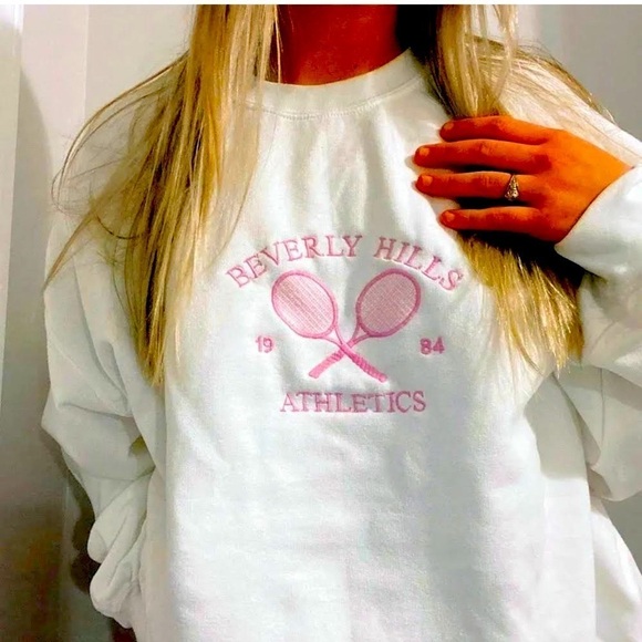 Beverly Hills Athletics Tops - Women’s Beverly Hills Athletics White Pink Long Sleeves Sweatshirt Tennis Size S